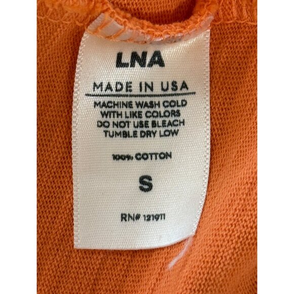 LNA Clothing Mayer Tee Slub Dress Cutout Orange Cotton USA Size S NEW $156 - Picture 9 of 11